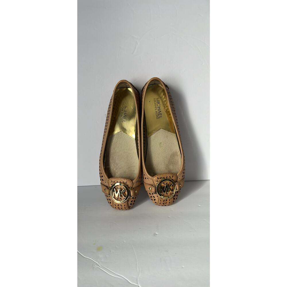Michael Kors Luggage Leather Fulton Moc Flats/ Various Size 6,5 - Picture 2 of 4